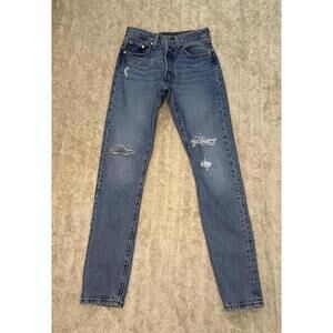 Levi's 501S Skinny classic distressed button-fly denim jeans Size 24x30